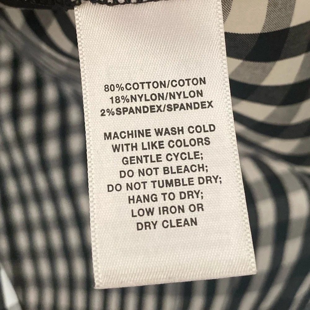 Lafayette 148 New York Black & White Gingham Button-Down Shirt - Picture 7 of 7